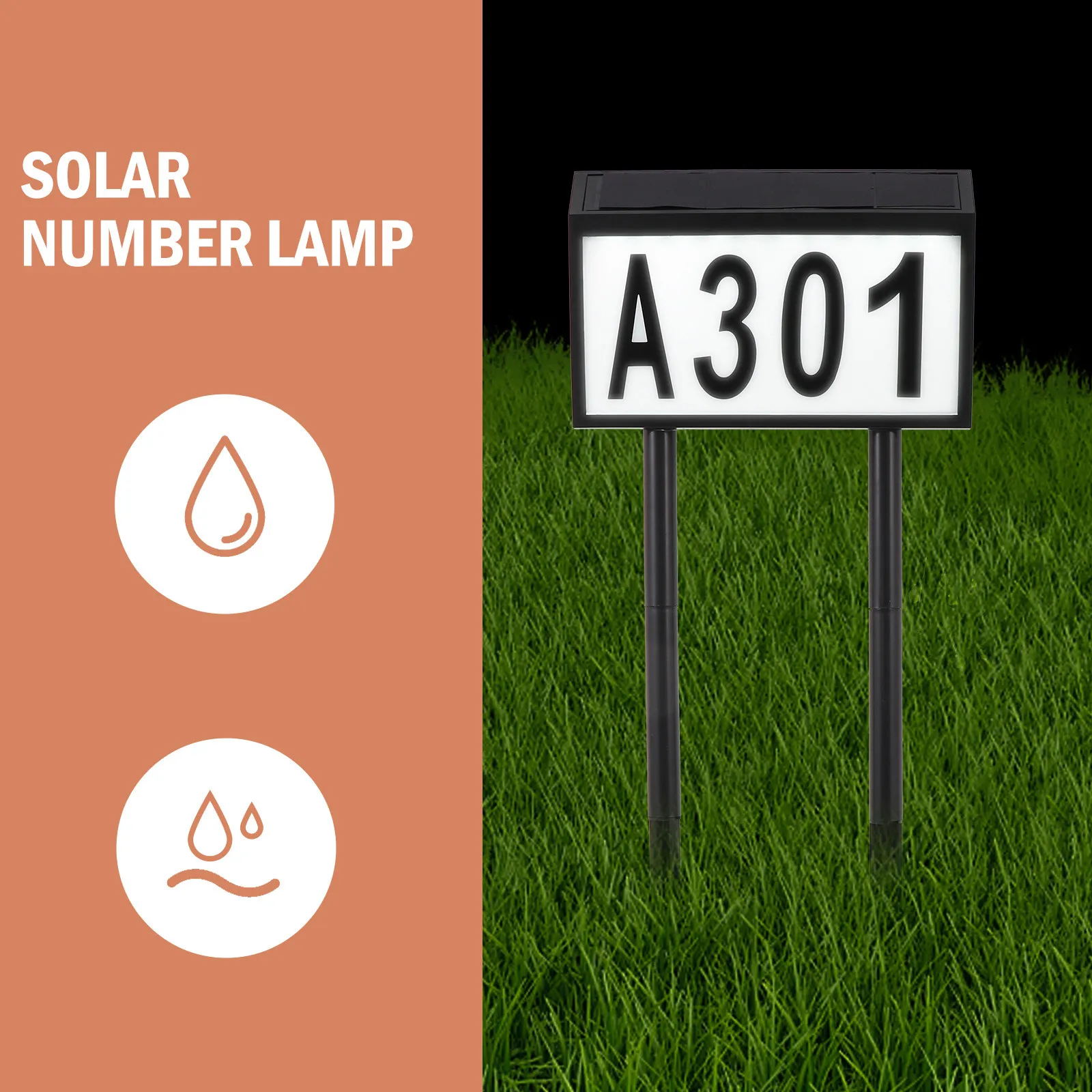 

1Set Solar Home Number Light Solar Panel LED Number Plate Ground Insert Doorplate Sign Address Indication Light for Home