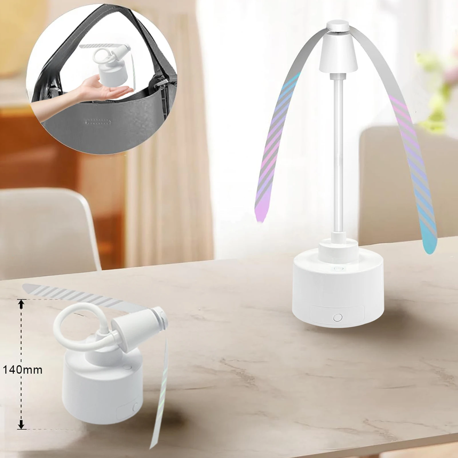 1/2Pcs Fly Fan Tabletop Fly Repellent Portable 360 Degrees Rotation Foldable Pole Fan Mosquito Repellent for Camping Picnic Fish