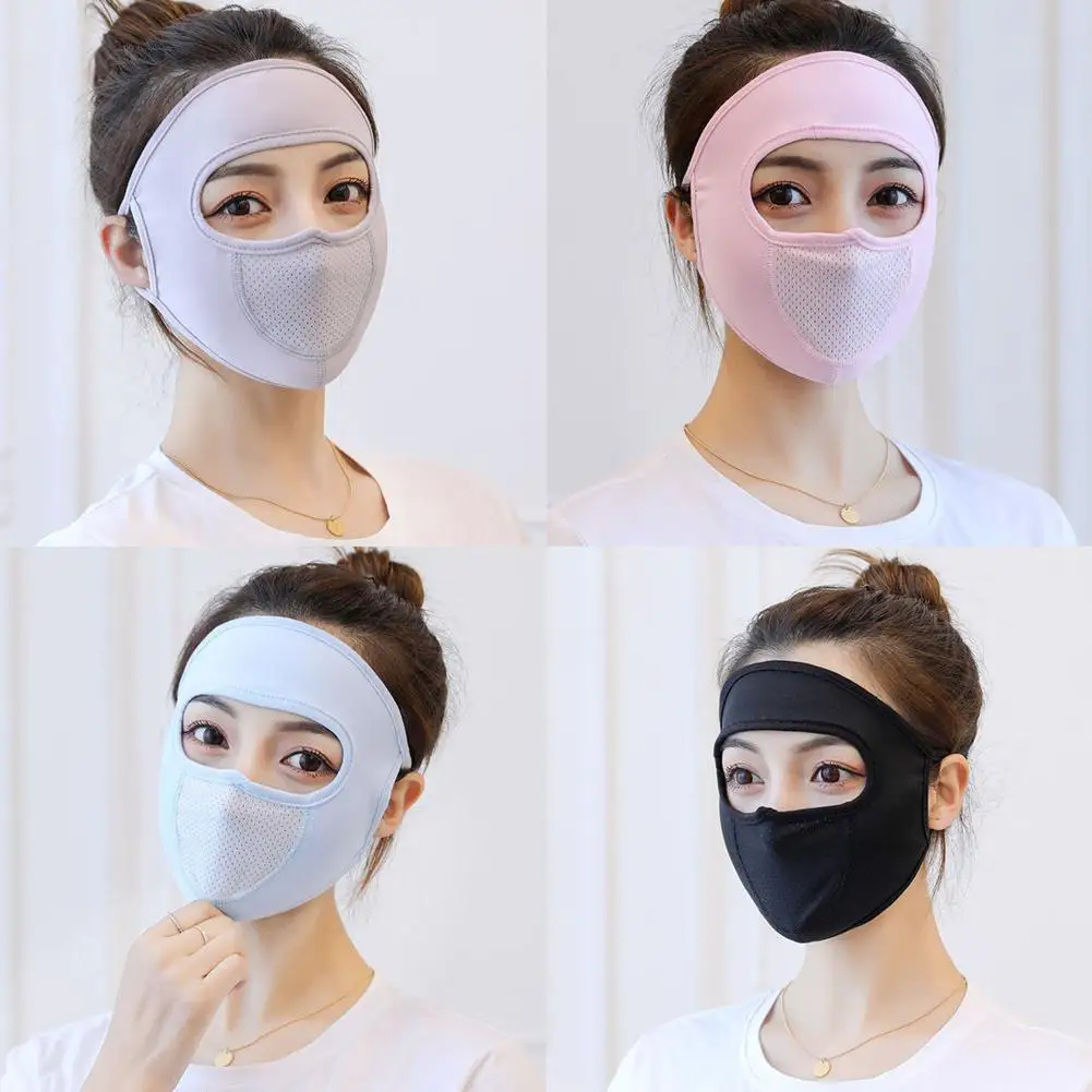 Summer Sunscreen Ice Silk Mask Sun Protection Anti-UV Thin Breathable Dustproof Outdoor Cycling Full Face Coverage