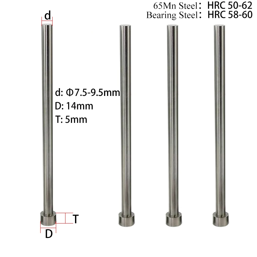 

8.1/8.2/8.3/8.4/8.5*80/100/125/150/180/200/250mm 65Mn Round Tip Plastic Injection Component Mold Straight Punching Ejector Pin