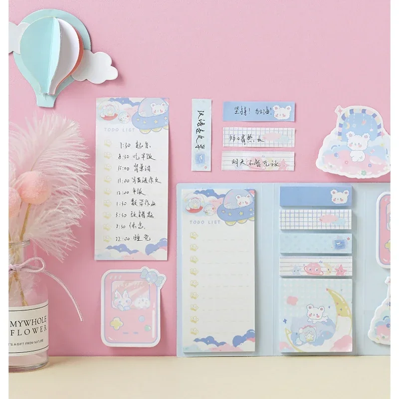 8 Pcs Set Combination Color Sticky Notes Stationery, Cute Long Sticky Notes, Student Notes Index Stationery Store Sticky Notes