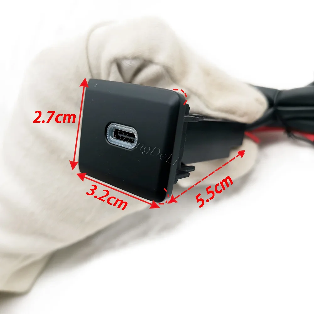 12V/24 Red LED Light Car Type C PD Charger Socket Single Charging Outlet Power Adapter Fit for Caravelle T5 Accessories