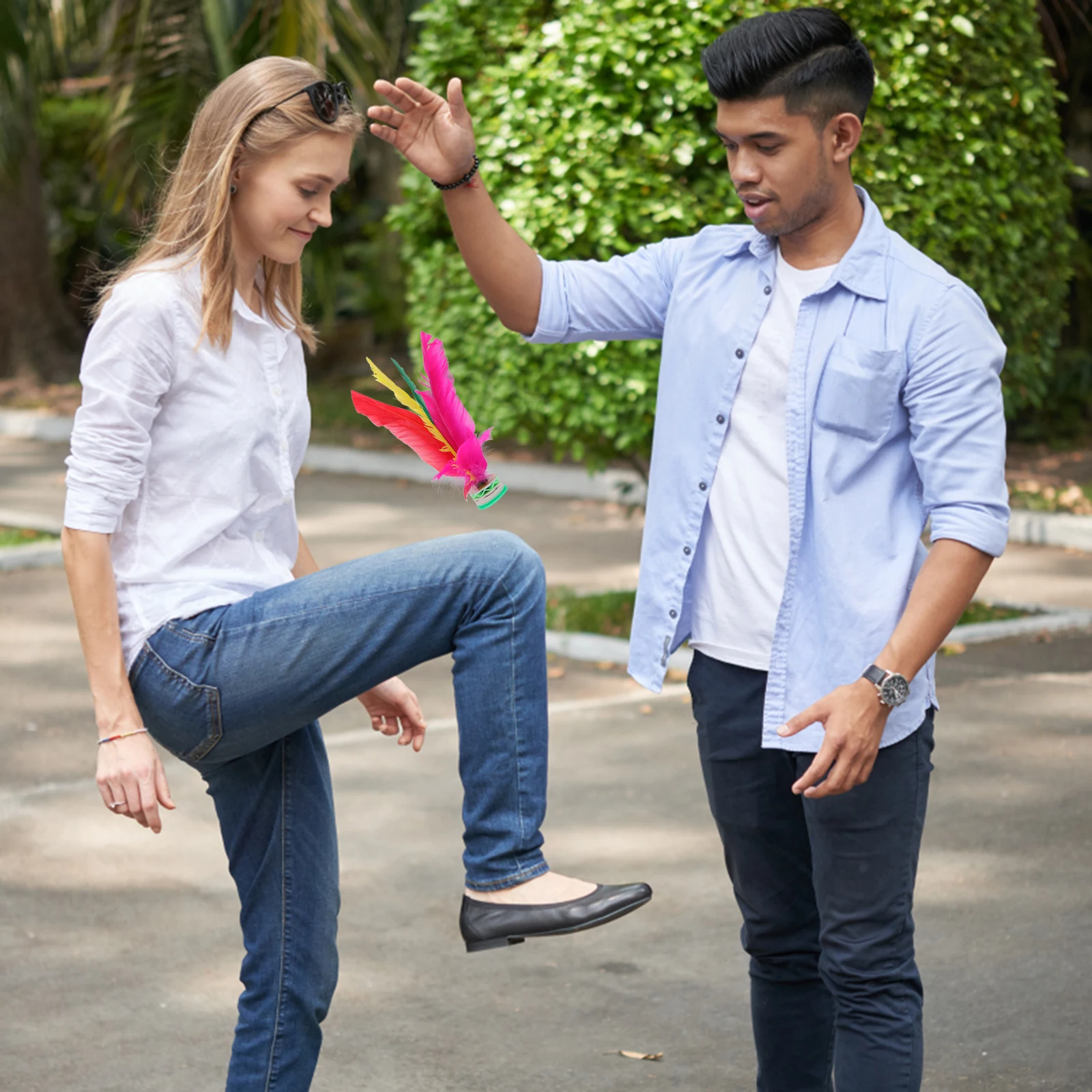 Volano colorido con Base Oxford gruesa, pluma ligera para patadas, ejercicio, suministros deportivos, volantes de pelo de ganso, 5 uds.