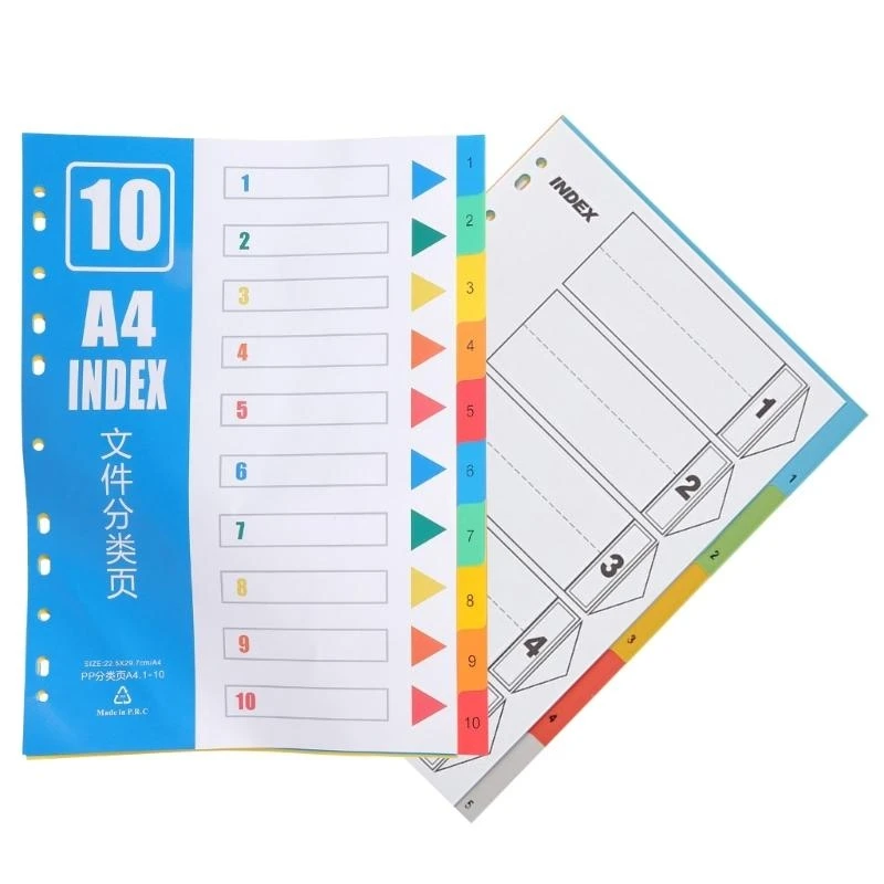 R1WD 2x Colorful Folder Dividers A 4 File Dividers Multifunctional Index Dividers
