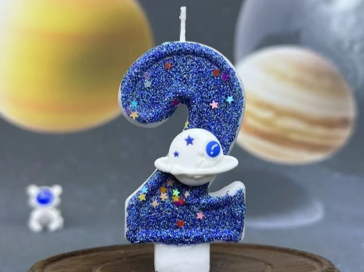 DIY Planet-Thema Raumschiff 0-9 DIY digitale Kerze Dunkelblaue Geburtstagskerze Weltraum-Thema Party-Kuchendekoration – Detail 12