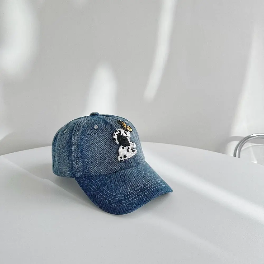 Simple Butterfly Embroidery Baseball Cap Spotted Dog Cartoon Denim Baseball Hat Cotton Peaked Cap Canvas Sun Hat Outdoor