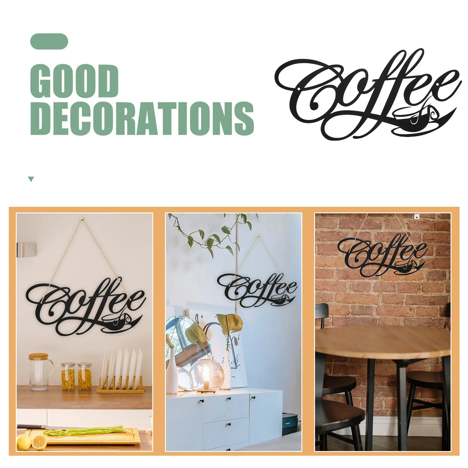 Iron Craft Coffee Alphabet Wall Pendant Indoor Use Hanging Decor Home Wall Ornament Coffee Cup Decoration