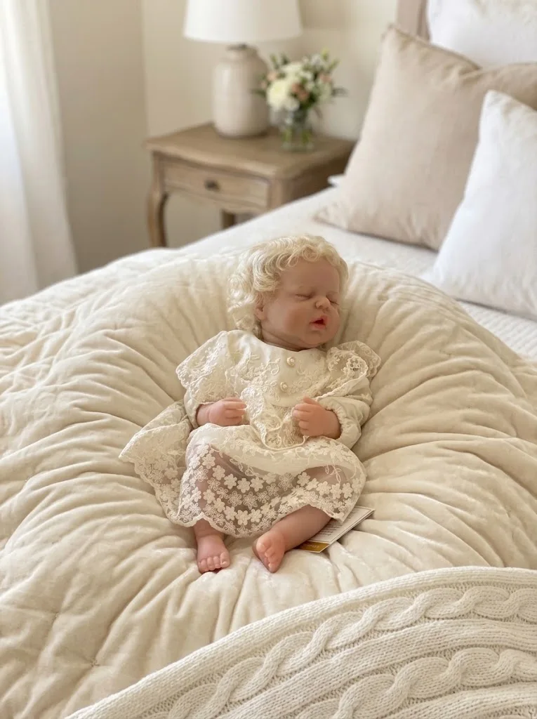 18 Inch Closed Eyes Vinyl Reborn Collectible Doll Realistic Simulation Figure for Display Collection