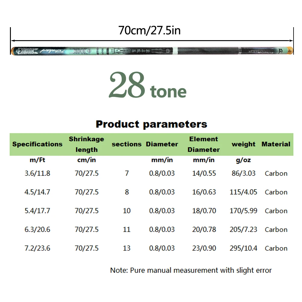 HLUR CARBON Telescopic Fishing Rod 3.6m 4.5m 5.4m 6.3m 7.2m Ultralight Portable Pole For Stream Pond Fishing