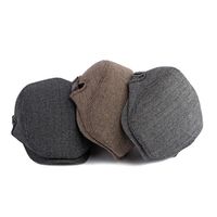 Simple Cotton Check Pattern Beret Plaid Warm Male Hat Peaked Cap Breathable British Style Woolen Beret Men