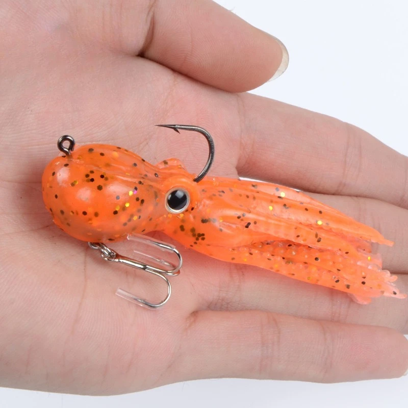 1/5pcs 23g 9cm Built-in Counterweight Fishing Lure  Long Tail Soft Octopus Artificial Silicone Soft Bait Simulated Octopus Lure