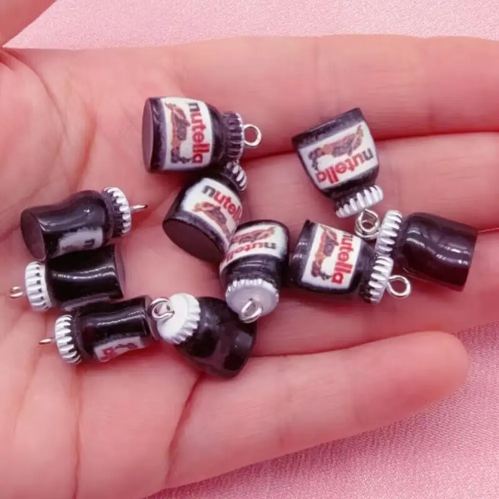 

10 шт., 3D мини-имитация Nutella, подвески из смолы для ожерелья, серег, брелок для изготовления ювелирных изделий, подвески, аксессуары