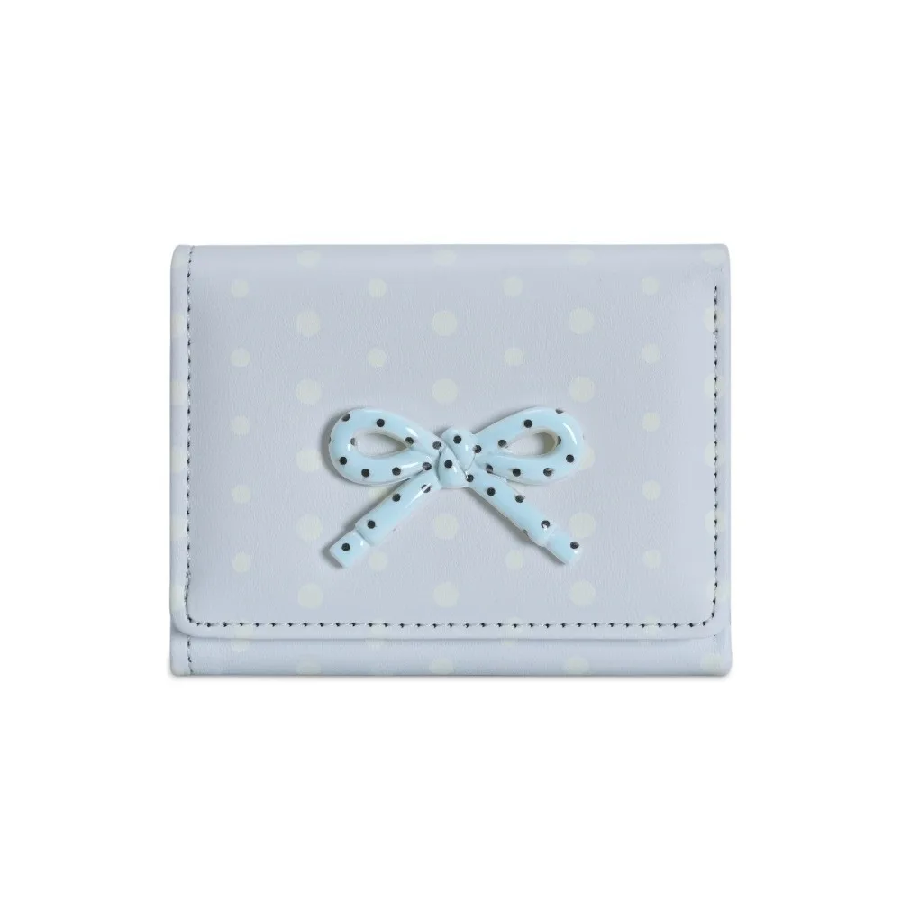 Simple Polka Dot Bowknot Short Wallet Dopamine Color Large Capacity Card Holder PU Leather Coin Purse Card Organizer Daily