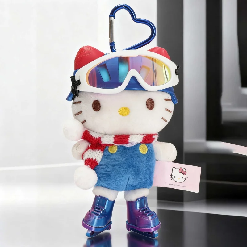 

Аутентичная плюшевая кукла Hello Kitty, брелок для лыжного наряда, зимние виды спорта, розовая милая мультяшная сумка, подвеска, подарок-сюрприз на день рождения, детские игрушки