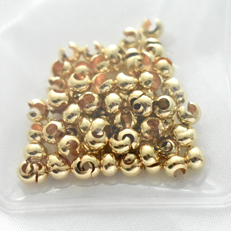 100% 14K Goldfilled Endperlen Gold-Crimp-Cover Schmuckherstellung Handgemachtes DIY-Zubehör Gold-Schmuckzubehör Rocailles – Detail 22