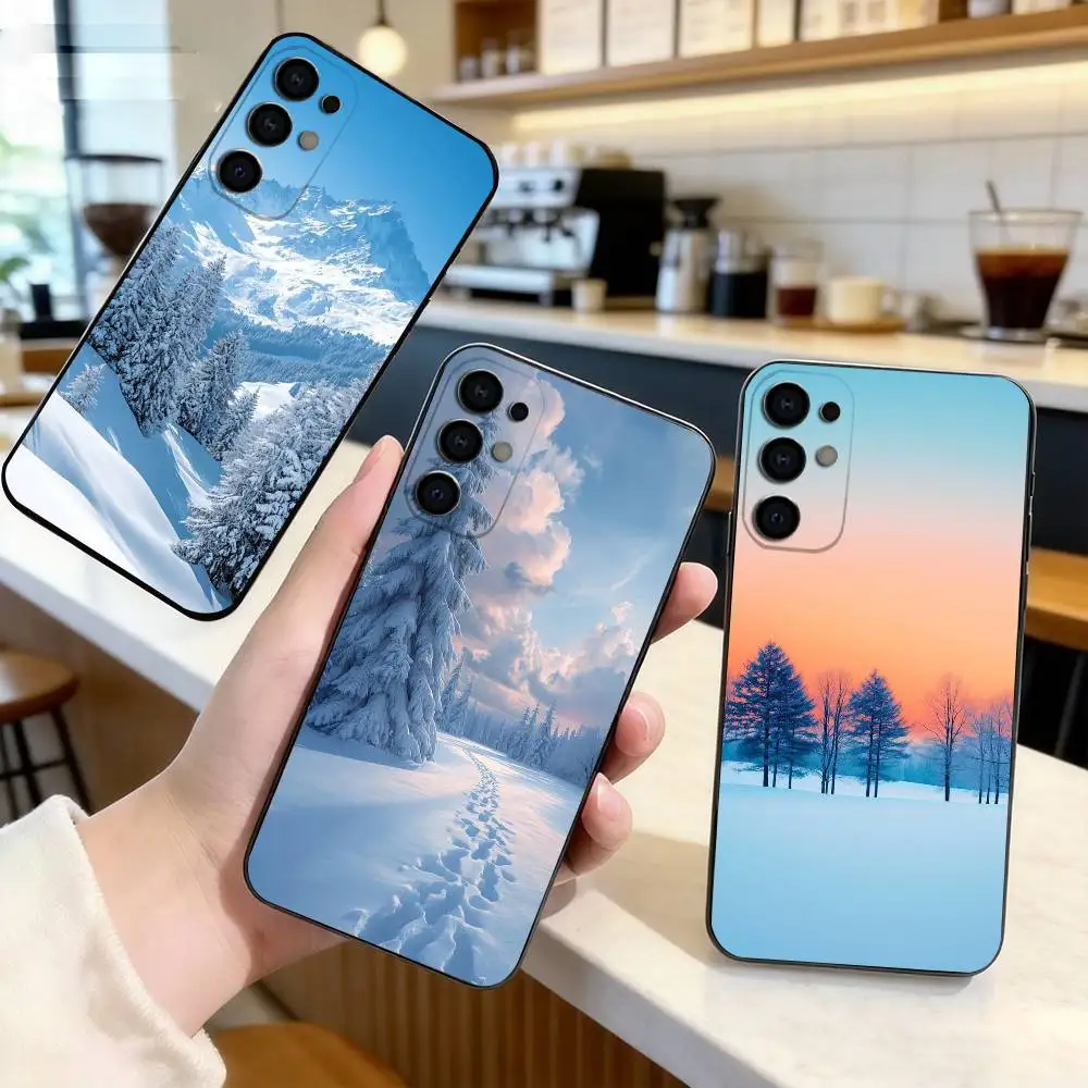 B-Beautful S-Snowscape Phone Case For Samsung S25,S24,S21,S22,S23,S30,Ultra,S20,Plus,Fe,Lite,Note,10,Black Cover