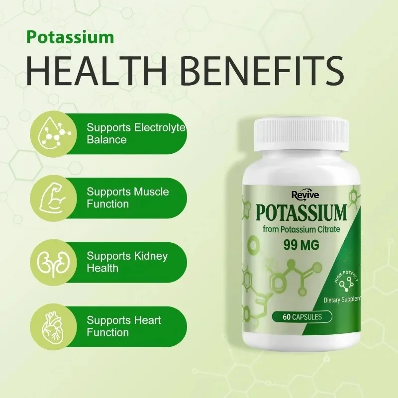 Potassium Citrate 99mg, 60 Capsules Mineral Supplement