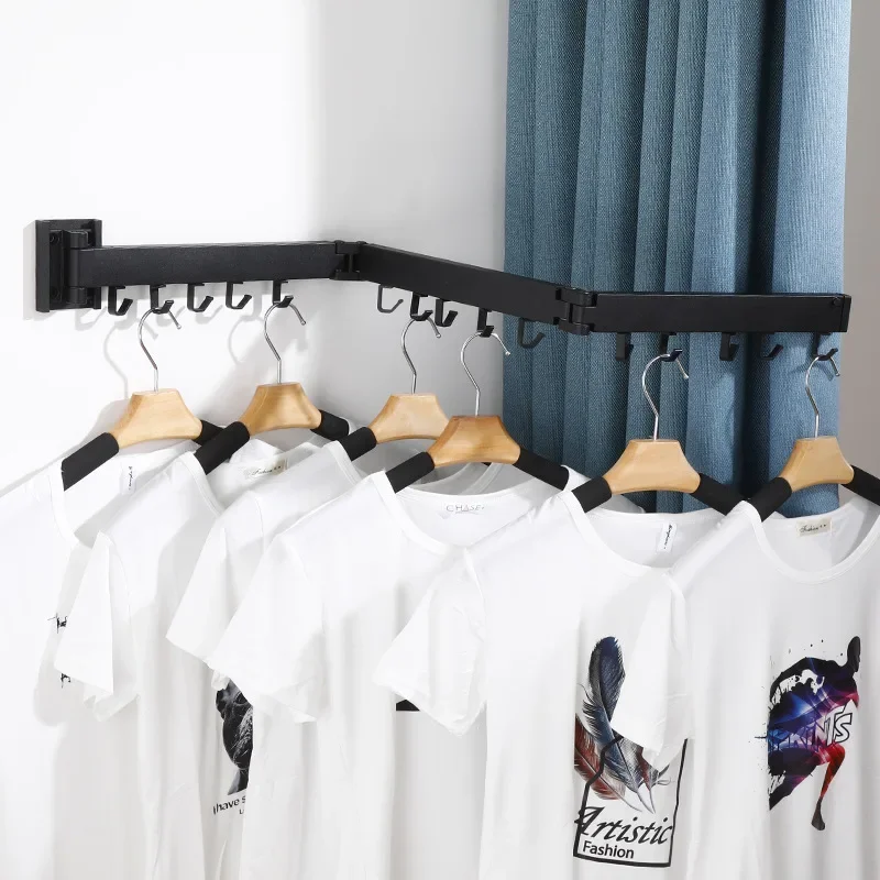 

Wall-mounted folding clothes rack, aluminum alloy telescopic clothes rack, suitable for balcony, bedroom