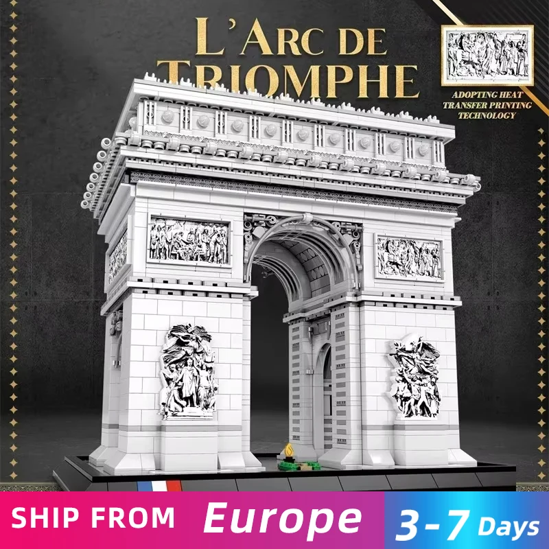 3381-teiliger Arc de Triomphe Modellbausatz Paris Wahrzeichen Modell Bausteine Desktop-Dekoration Spielzeug Geschenk für Erwachsene Sammler