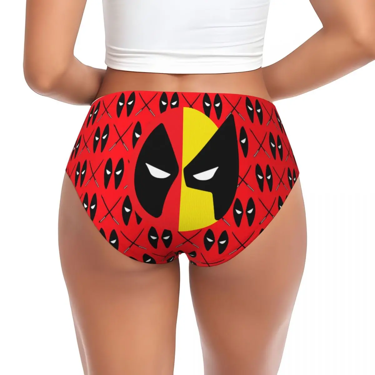 Ropa interior cómoda elástica transpirable de las mujeres de las bragas breves de los dibujos animados de las películas de Deadpool de encargo