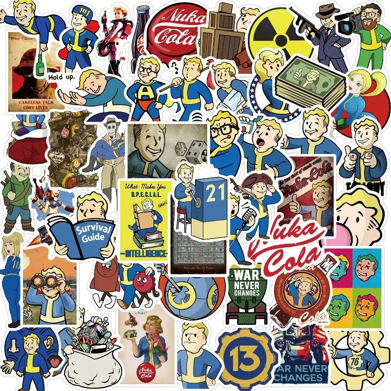 50pcs Fallout การ์ตูน Graffiti สติกเกอร์แล็ปท็อปกระเป๋าโทรศัพท์มือถือถ้วยน้ํากีตาร์รถจักรยานยนต์ DIY สติกเกอร์ตกแต่ง