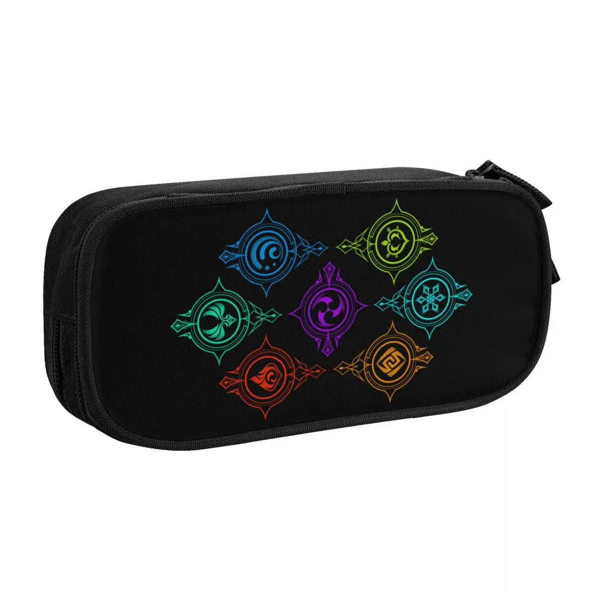 Custom Korean Genshin Impact Pencil Cases for Girls Boys Elements of World Large Storage Pen Box Bag Stationery