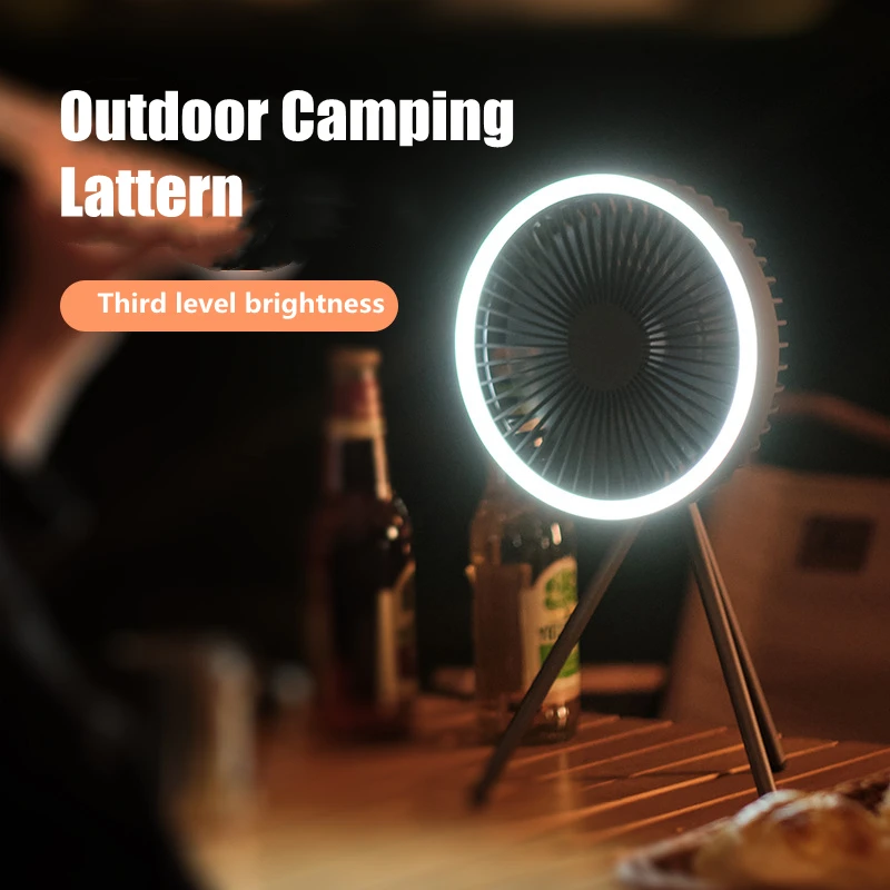 

10000mAh Desktop Camping Fan With Tripod Rechargeable Lattern Portable Outdoor Tent Light House Emergency Ceiling Fan With Light