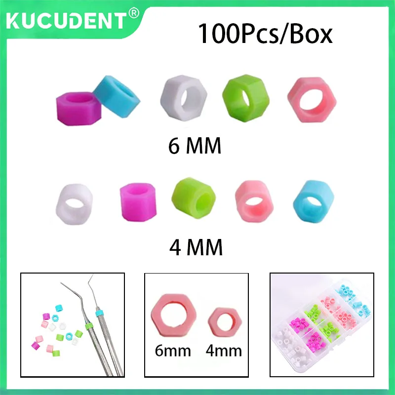 

100 шт./кор., стоматологический силиконовый идентификационный круг, многоцветный инструмент, кольца с цветовым кодом, гигиена полости рта, инструменты для стоматолога