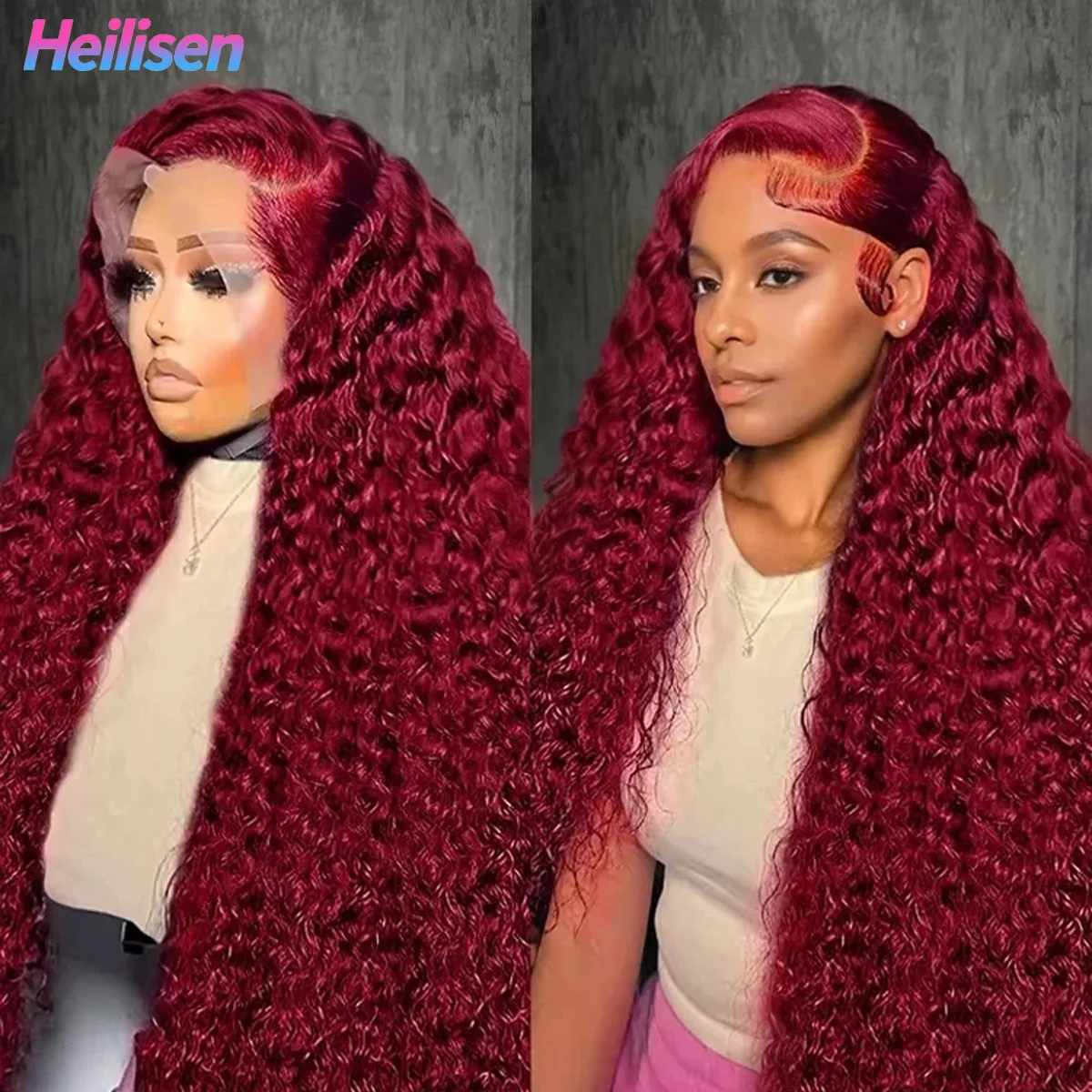 

Парик с прозрачной HD-основой 13x6, глубокая волна, 40 дюймов, 200% плотность, цвет 99J бордовый, из натуральных бразильских человеческих волос, для женщин.