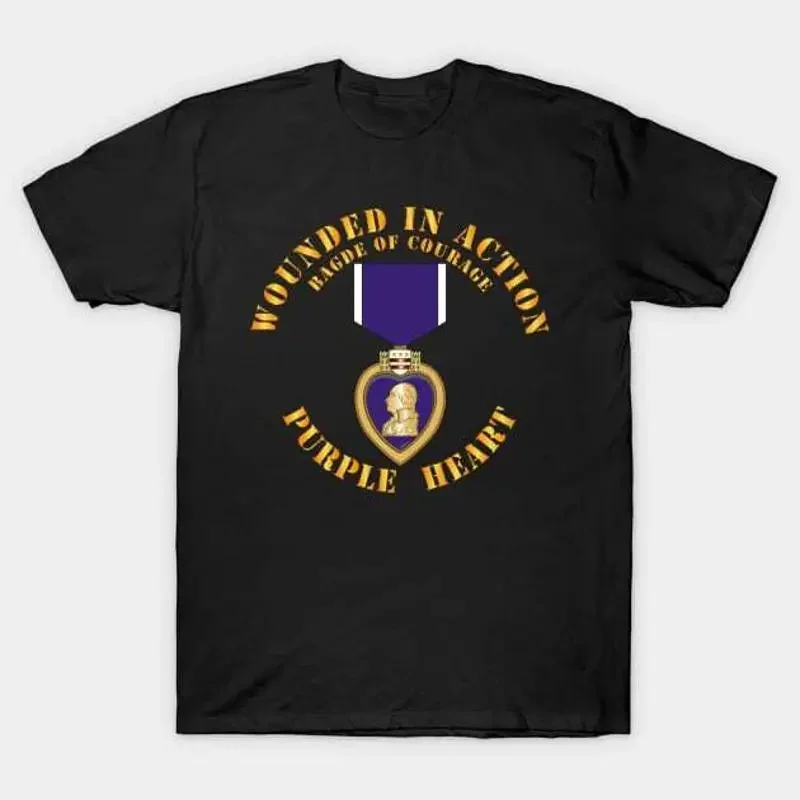 Wounded in Action Purple Heart Badge of Courage T Shirt S 5XL Fast Shipping