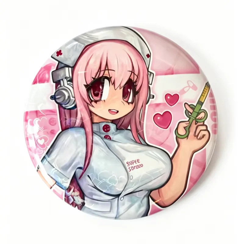 Super Sonico Nurse Button Pin Nitroplus Anime Character Badge Collectible Gift For Fans Backpack Ornament