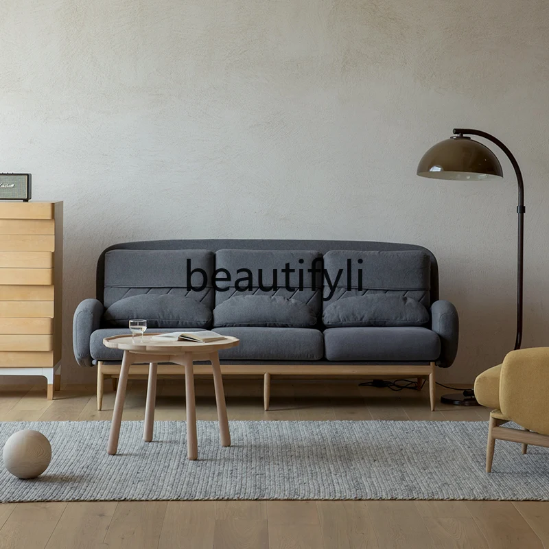 

Original fabric three-person sofa Nordic style small apartment living room furniture