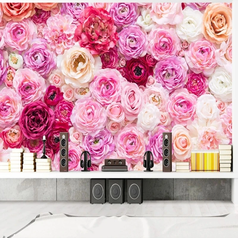Customized Photo Mural Wallpaper 3D bright Rose Flower Living room sofa TV background wall bedroom restaurant wall fabric Hotel