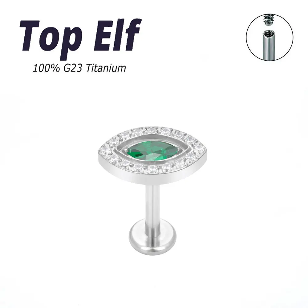 G23 Titanium Labret Studs Colorful Zircon Lip Studs Earring Piercing Internally Threaded Tragus Piercing