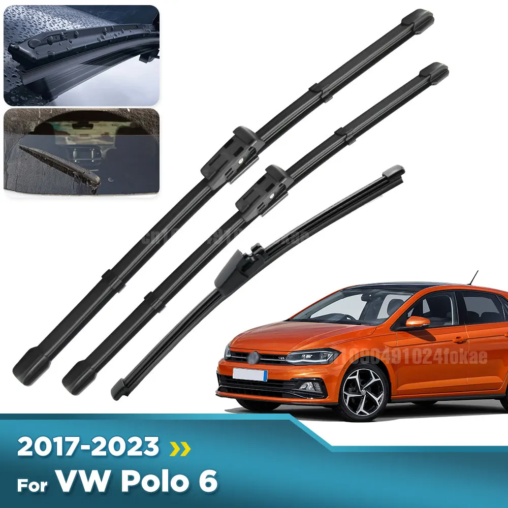 

For Volkswagen VW Polo 6 AW1 BZ1 2017-2023 2018 Wiper Front & Rear Wiper Blades Windshield Windscreen Window Brushes 26"+18"+11"