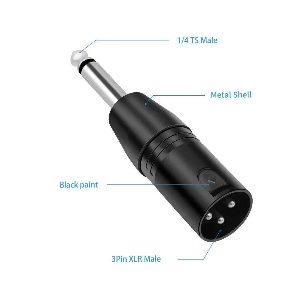 1 Pair 6.35mm Male To XLR 3pin Male + Female 1/4 Inch Male To XLR Adapter Plug and Play Microphone Audio Adaptor