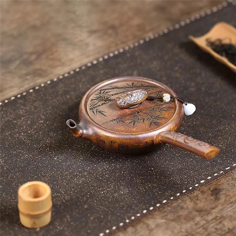 

180Ml Handmade Purpleclay Teapot Authentic Raw Ore Craftsmanship Dragon Bone Gold Sand