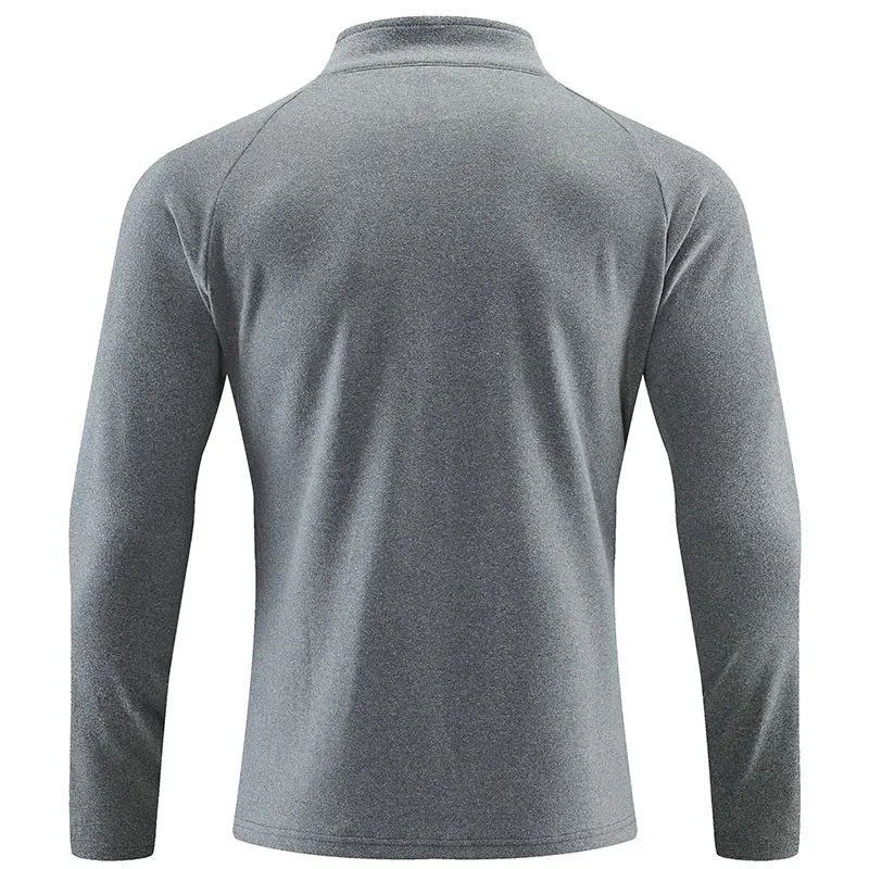 Men Running Long Sleeve T-shirt Outdoor Reflective Fitness Sports Top Autumn Winter Breathable Half Zippered Jogging Sportswear