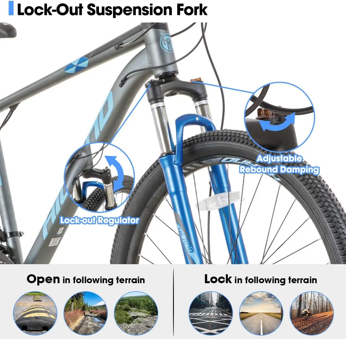 

27.5 inch Mountain Bike 21 Speeds, Aluminum 18 inch Frame Hydraulic Disc-Brake for Men Women Mens MTB Bicycle Adlut Bike