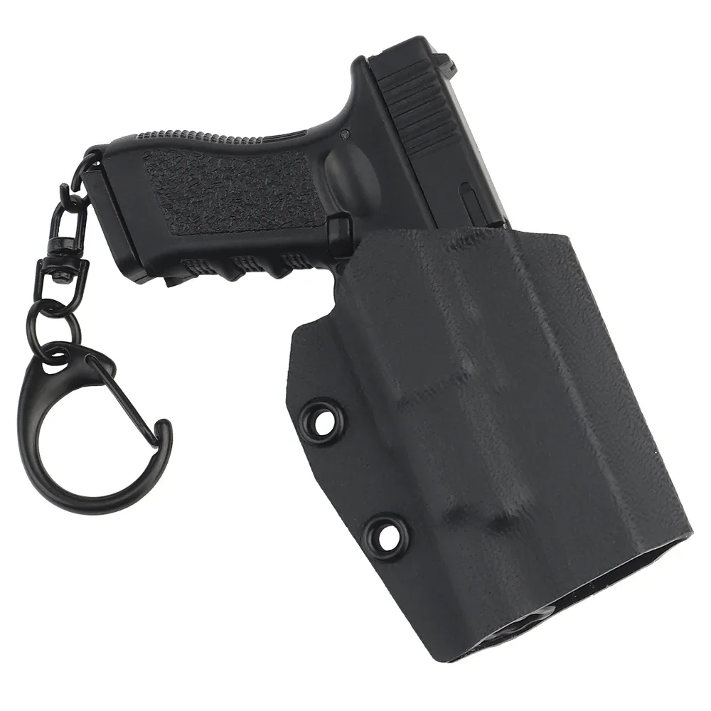 G17 Keychain Set Plastic 1:4 Mini Pistol Gun Holster Shape Weapon Key Ring Gift with Movable Lever and Magazine