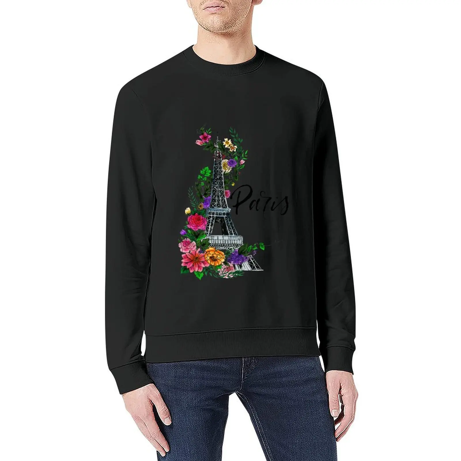 بلوفر برج ايفل مزين بالزهور معطف رجالي ملابس رياضية ملابس كورية بلوزات للرجال #5