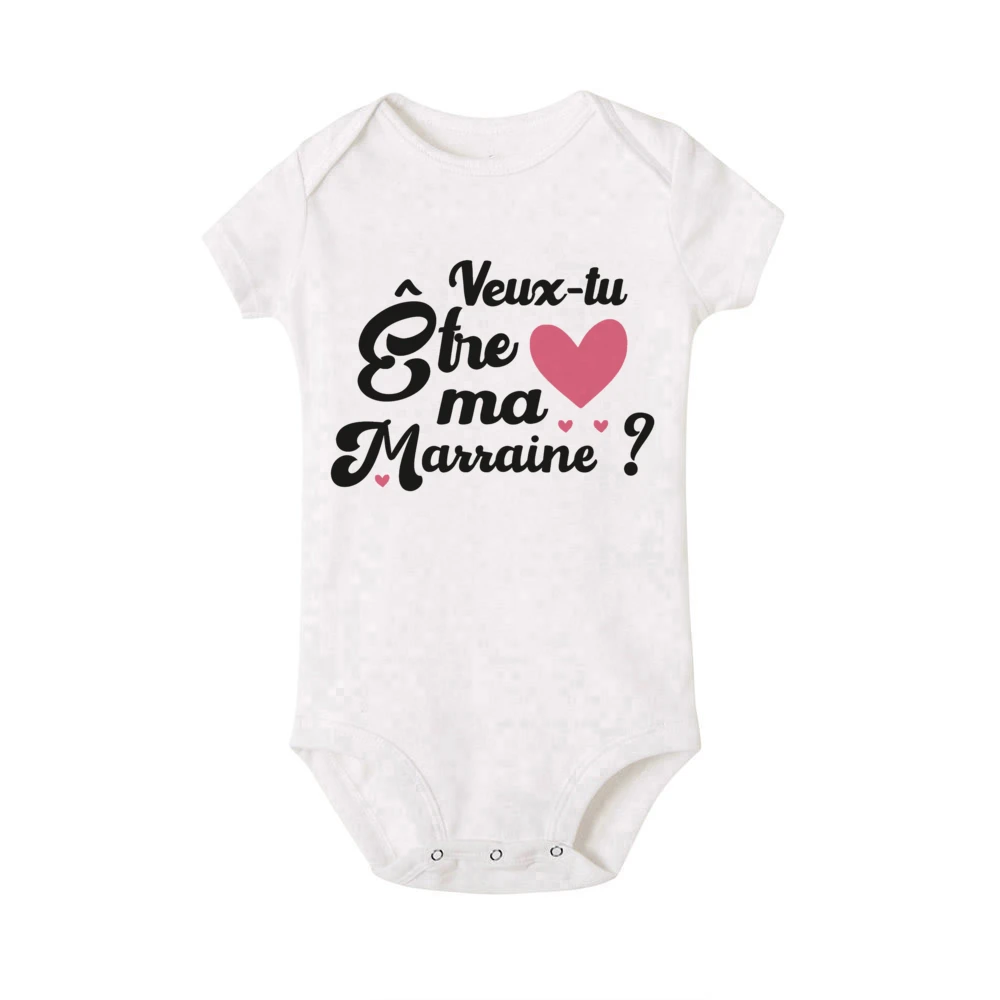 French Print Baby Bodysuit Newborn Ask for Godmother Baptism Clothes Do You Want To Be My Adored Godmother for Life Baby Romper