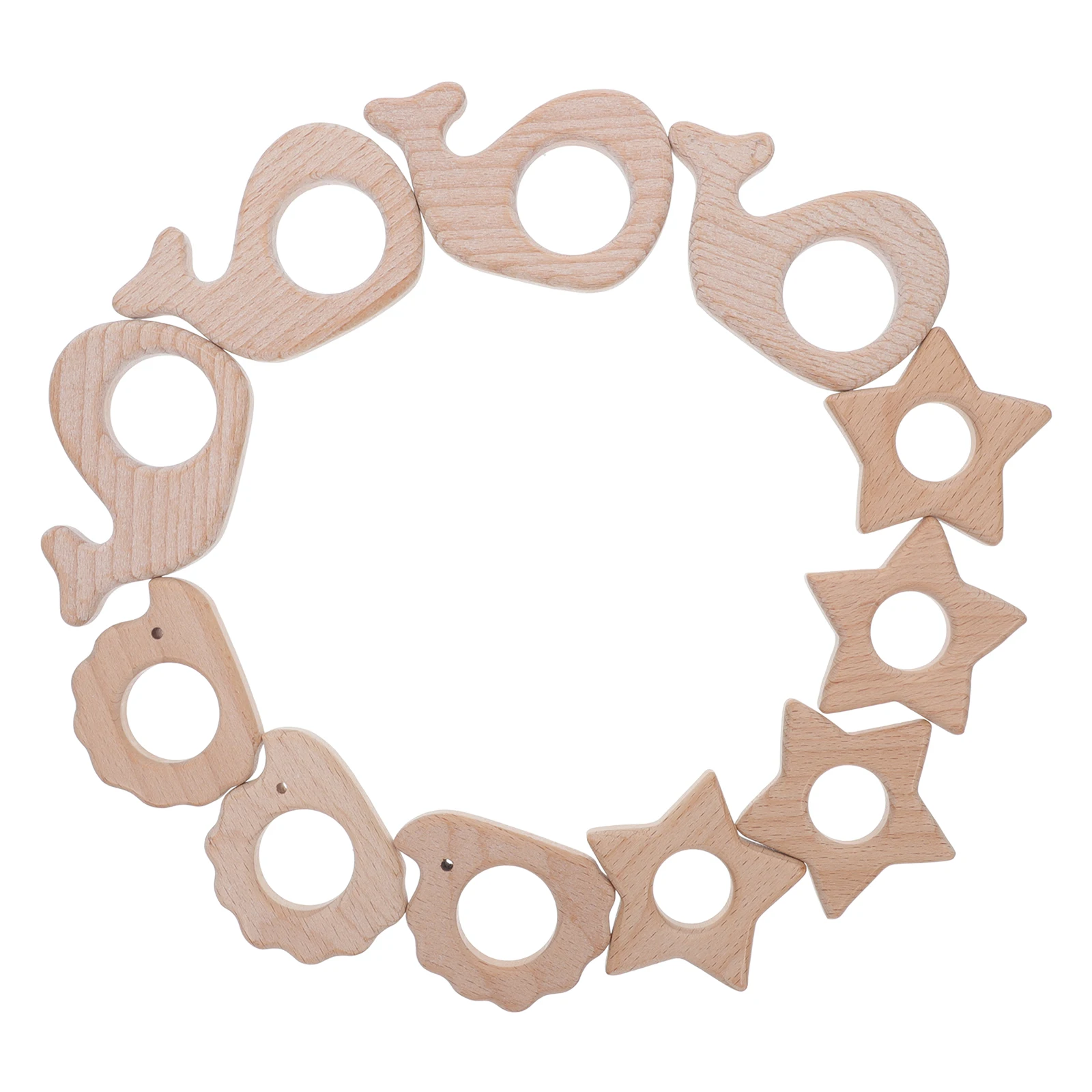 11 قطعة عضاضة خشبية قابلة للمضغ للأطفال على شكل كرتوني مقاومة للعض لطحن الأسنان وتهدئة وقت اللعب والنشاط الحسي للرضع #5