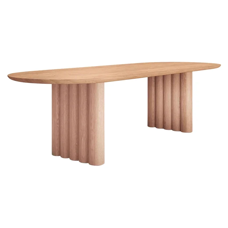 Nordic solid wood oval dining table set designer creative negotiation tea office long dining table