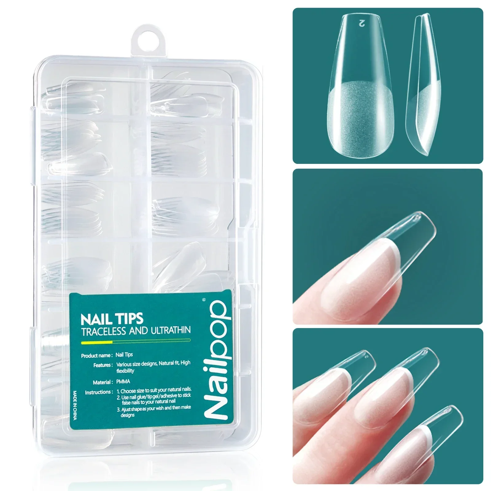 Nailpop 120 ชิ้น/กล่องเจล X เคล็ดลับเล็บขนาดกลางสั้นรูปร่างอัลมอนด์/สแควร์/Soft GEL เล็บเคล็ดลับเล็บปลอม Soak Off Easy เล็บ