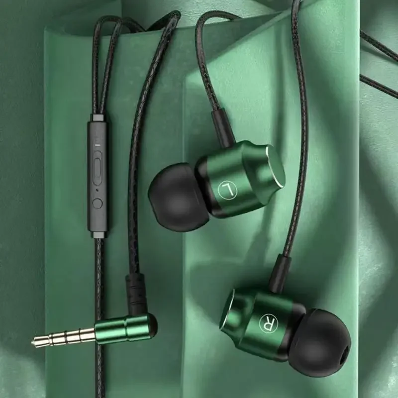 Jack Magnetic Gamer Wired Earphones Gaming Green Metal HiFi Bass Stereo 3.5mm Type C Earbuds For Phone Computer Mic Headphones