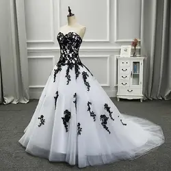 Customized Ball Gown Wedding Dresses Women Vestido De Noiva Sexy Black Appliques Court Train Princess Formal Bridal Gown