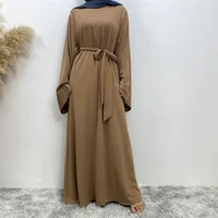 Nouvelle robe Abaya musulmane pour femmes, vendue à Dubaï au Moyen-Orient, robe islamique en tissu filet de couleur unie, robe longue en dentelle 4