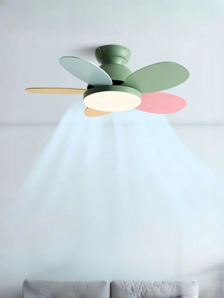 42/52 Inch Kids Room Ceiling Fan with Light Kit Remote Control Colorful 5 Blades Reversible Ventilator for Children Bedroom
