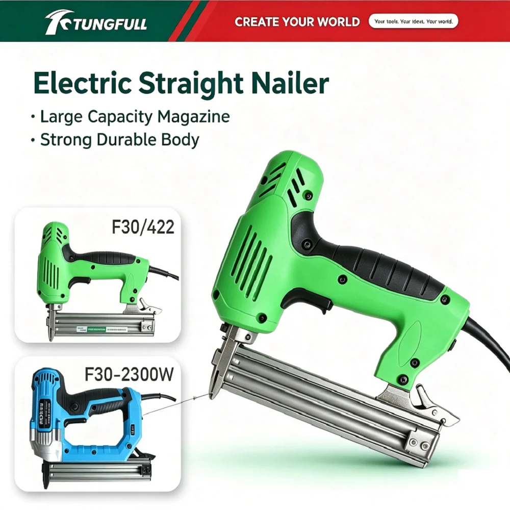 Electric Air Nail Gun Woodworking Stapler F30/F25/F20/F15 Straight Nail Furniture Nailing Shooter Tool for DIY Home Projects